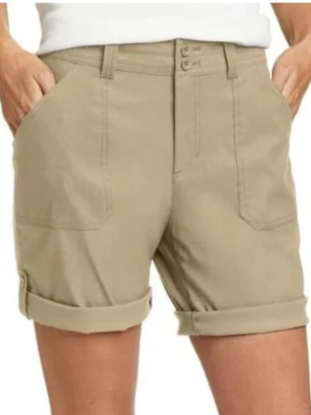 NWT Eddie Bauer Tan Rolled Hem Bermuda Shorts